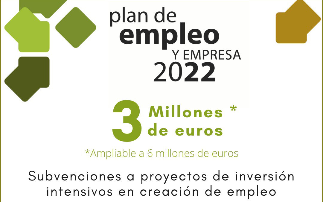 La Diputación Provincial de Jaén destina este año 3 millones de euros de ayudas a proyectos intensivos en creación de empleo