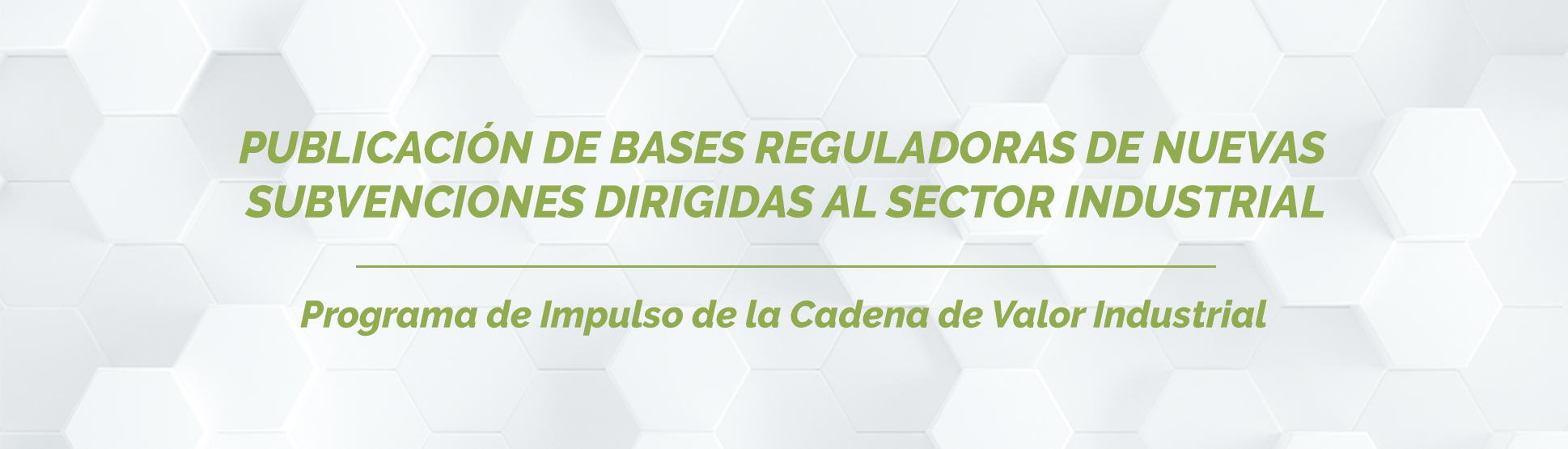 Publicación de bases reguladoras de nuevas subvenciones dirigidas al sector industrial